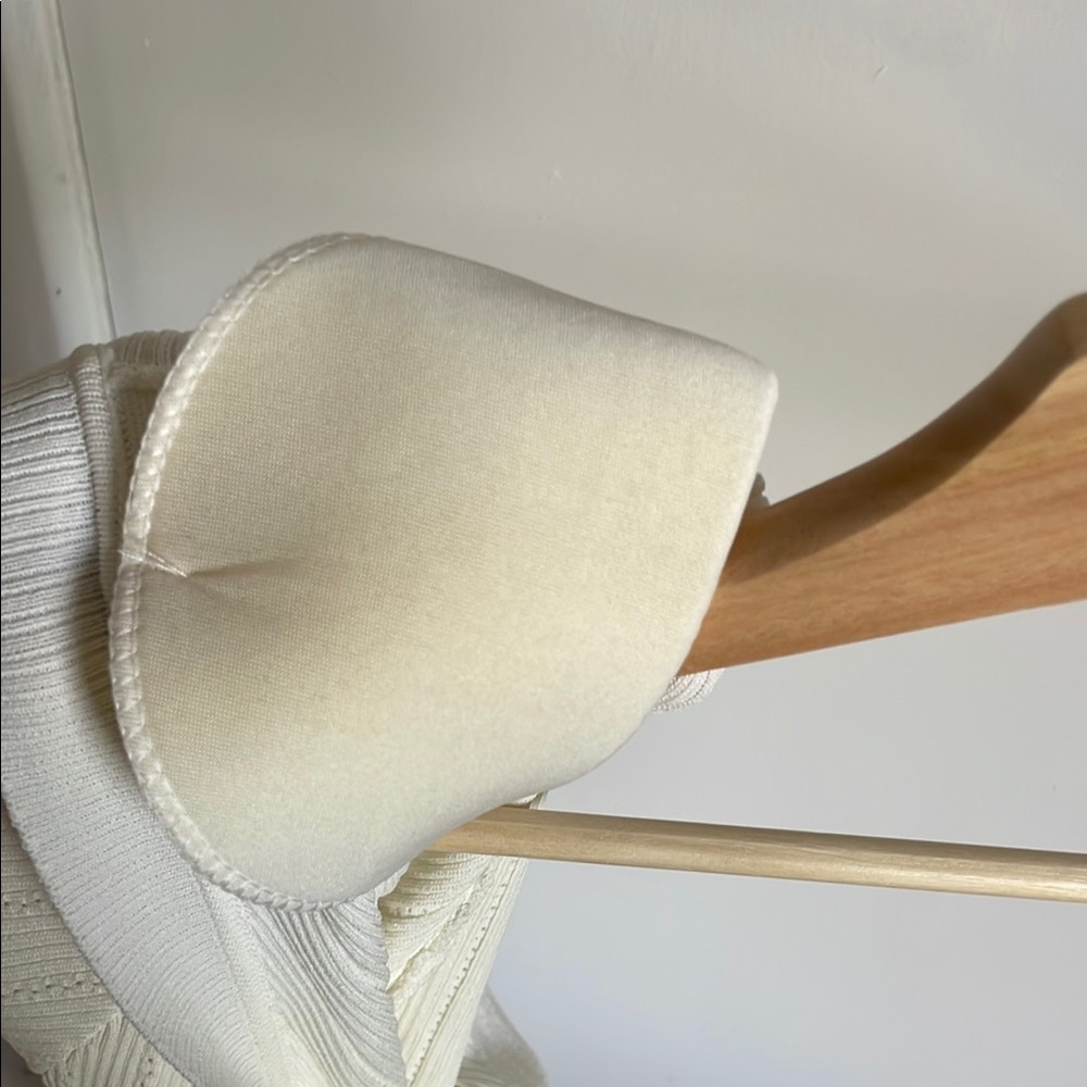 Cream Ribbed Buttoned Sheath Mini Dress - Picture 6 of 9
